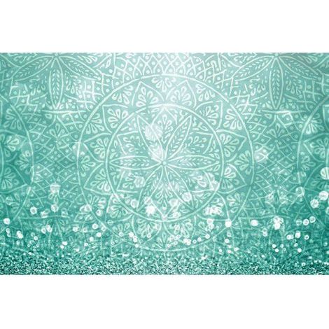 Papier peint panoramique floral bleu Tapisserie panoramique design pour salon Papiers peints panoramique élégant motif rosace (1/3)