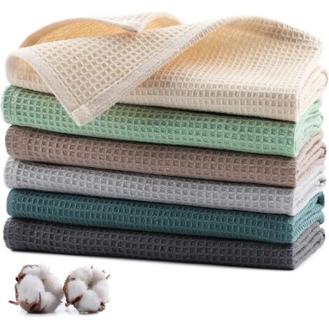 Lot de 6 Torchons de Cuisine Coton, Serviettes de Cuisine 35 x 35 cm, Torchon à Vaisselle Doux et Absorbants, Lavable en Machine, pour la Vaisselle, Les Déversements-Multicolore (1/5)