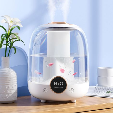 Humidificador de mesa de aromaterapia de 3 litros con dos niveles de vapor para el hogar y la oficina, material plástico blanco, 3000 ml (1/5)