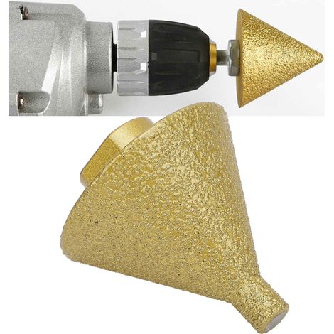 Neues Diamantbohr- und Anfaswerkzeug mit Φ50 mm Durchmesser und konischem Schleifkopf zum Bohren, Aufweiten, Anfasen und Schleifen von M10-Löchern in Keramik, Marmor und Quarz. (1/5)