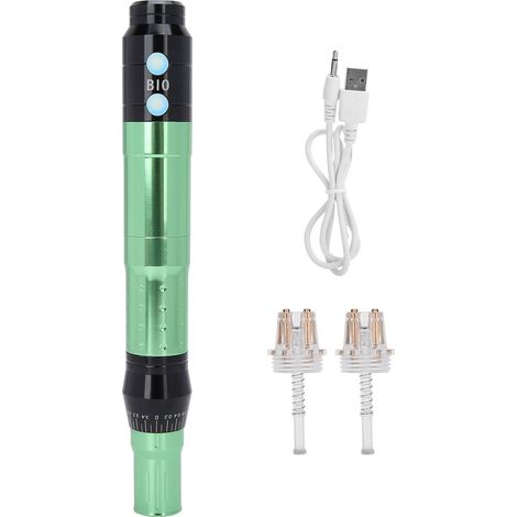 Micro-aiguille électrique machine de rajeunissement cutané avec cartouches (Vert) (1/5)
