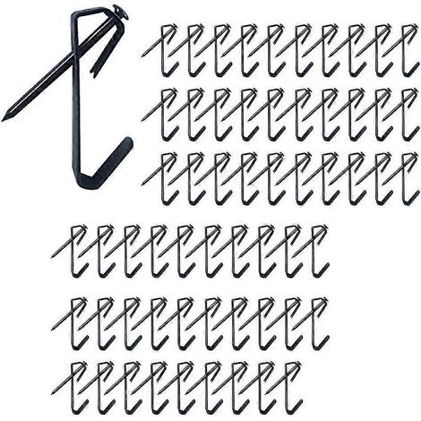 Lot de 60 crochets pour tableaux avec clous, crochets noirs pour cadres photo, fixations murales, crochets pour tableaux K [db]-AquaForge (1/5)