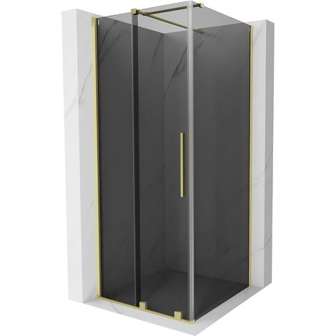Mexen Velar Duschkabine Schiebetür 120 x 120 cm, Graphit, gebürstetes Gold - 871-120-120-41-55 (1/5)