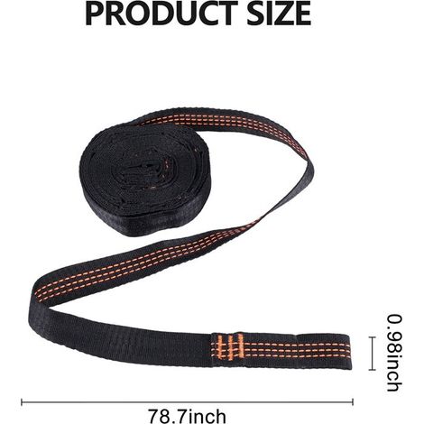 Filiyano-2 sangles de hamac robustes à 5 anneaux en polyester renforcé pour hamac d'extérieur - Orange (1/5)