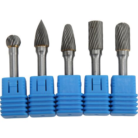 Lot de 5 fraises rotatives en carbure de tungstène 6 x 10 mm pour le polissage, le meulage, la gravure et le perçage ACDFG (1/5)