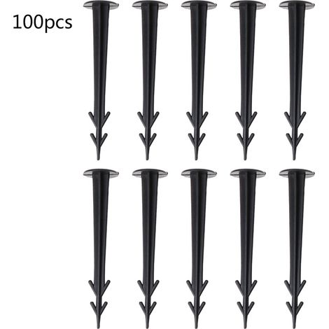 Piquets De Fixation Pour Bâche De Jardin - En Plastique Noir - 10,5 Cm - Pour Toile Anti-Weeds Et Paysage - 100 Pièces (1/5)