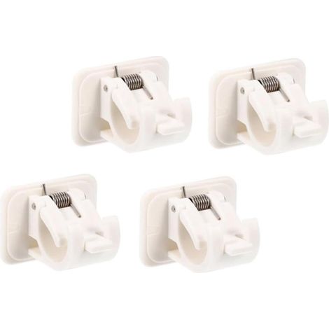 Elkuaie Supports de rideaux autocollants - Support de tringle à rideaux - Sans perçage - Lot de 4 - Pour propriétés locatives Blanc (1/5)