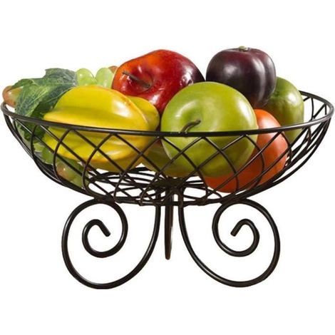 Corbeille à Fruits - AMOUNE - Métal - Noir - 28x15cm - Design Contemporain (1/4)
