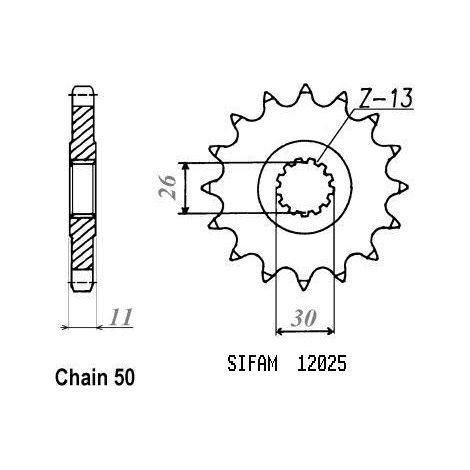 Pignon de sortie de boite Sifam pour Moto Yamaha 500 RDLC 1984 à