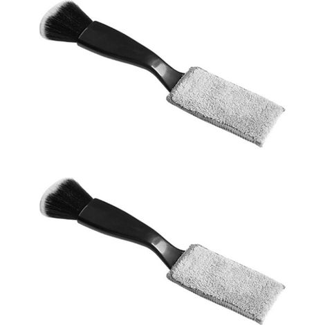Brosses à Double Tête pour Nettoyage de Voiture 2 en 1 Brosses de Détail Intérieures Brosse à Poussière pour Grille d'aération de Voiture, Tableau de Bord, Siège 2 Pièces (Noir) (1/5)