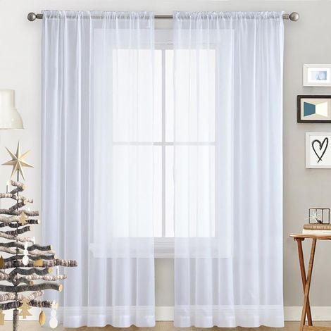 Balkonfenster-Gardinen für Küche, 140 x 260 cm, Fensterdekoration/Waschbarer Vorhang für Tür, Fenster, Ankleidezimmer, Wohnzimmer, Weiß