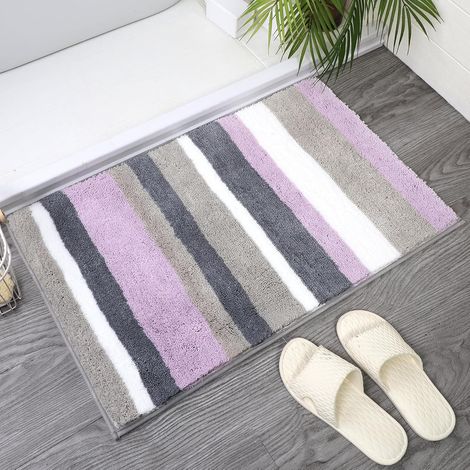 Alfombrilla de baño antideslizante, ultrasuave, absorbente y gruesa, lavable a máquina, fabricada en microfibra, color morado, 60 x 90 cm.
