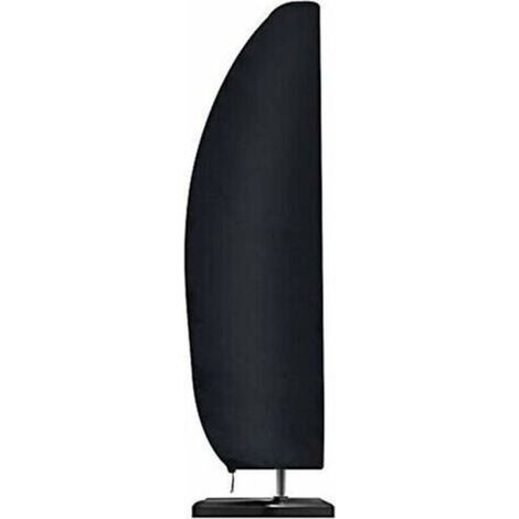 Pr Housse de parasol en tissu Oxford 210D résistante à l’eau, au vent, aux UV et aux déchirures extra large avec fermeture éclair Noir 265 x 40/70/50 cm (1/5)