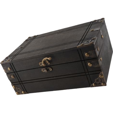 Vintage Aufbewahrungsbox, zarte und elegante Holzbox für Schmuck, Geschenke und Bastelarbeiten, graubraun, ohne Schloss (1/5)