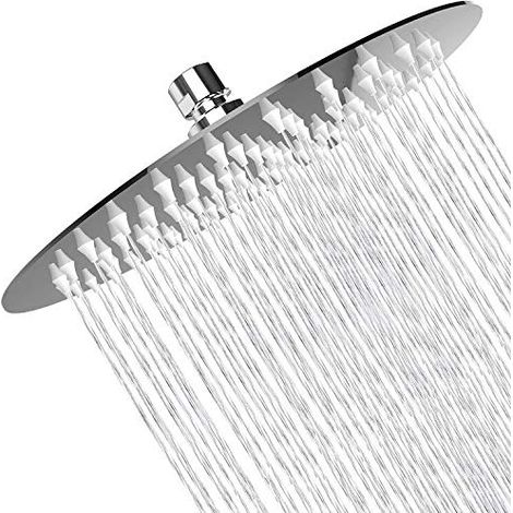 High Pressure Rain Shower Head, 8 Inch 304 Stainless Steel Rain Shower Head, Mirror Finish, Swivel Spray Angle, Easy to Install, Chrome Plated (1/5)