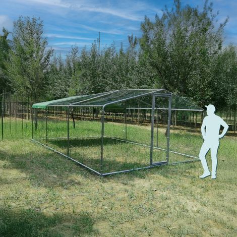 Animal Valley – Enclos à poules 18m² – Acier galvanisé Ø38mm – Dimensions 6x3x2,25m – Sécurisé contre prédateurs – Grillage en métal 0,8mm (1/5)