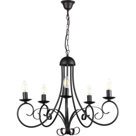 ONLI 4885/5N LAMPADARIO Pompei 5 LUCI col.Nero, Nero (1/5)