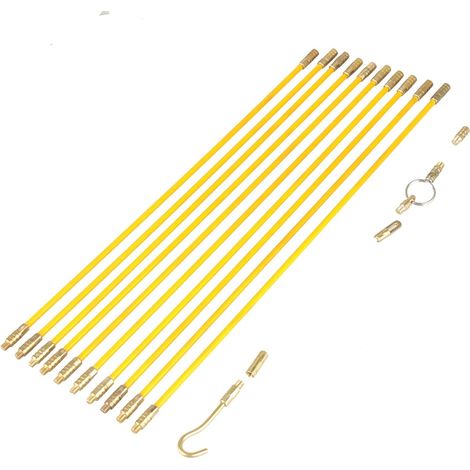 Kit de Traction de Ruban à Poisson électrique, Tiges en Fibre de Verre de 4mm, 10 Pièces de Haute qualité, pour L'installation de Câbles, 33cm, Jaune (1/5)