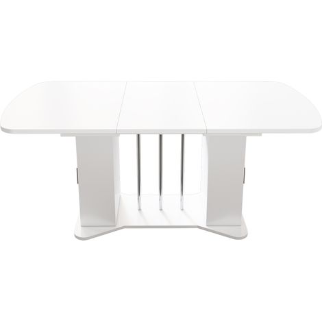 Mesa De Comedor Extensible para 4 a 6 Personas con Almacenaje, en MDF, 120/160 × 80 cm, Blanco (1/5)