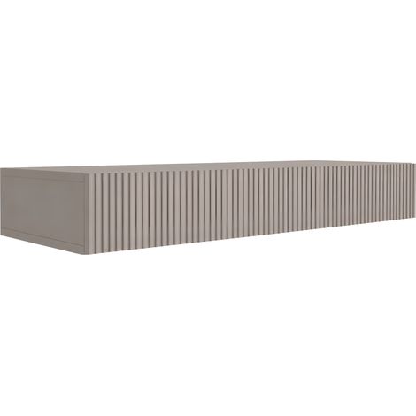 Coiffeuse suspendue avec deux tiroirs, façade rainurée - Taupe, 100 x 39,6 x 16 cm (1/5)