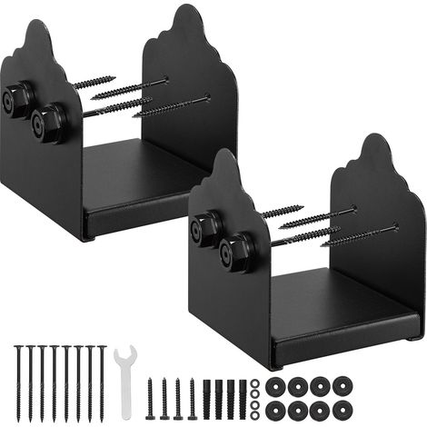 Support de Poteau Bois, Lot de 2, Base de Poteau, Taille Interne 150x141 mm, en Acier au Carbone Robuste, Ancrage de Poteaux Stable pour Support Garde-corps Balustrades Terrasse, Pavillon, Noir (1/5)