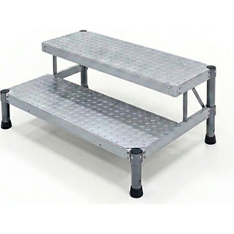 Scalino e pedana alluminio - 2 gradini - Larghezza 1.00m - MP2-100