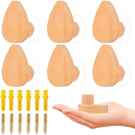 Holz-Schrankknöpfe für Kinderzimmer im Tropfendesign, 2-in-1-Set, selbstklebend mit Schrauben (1/4)