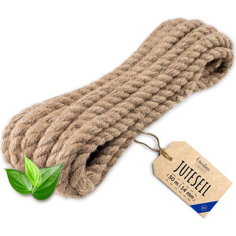 Juteseil Natur robust & langlebig für DIY & Deko 50 m x 14 mm
