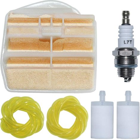 Kit de bougie avec ligne de filtre à air et à carburant compatible Husqvarna 445 445E 450 450E Tronçonneuse Remplace 544080803 (1/5)