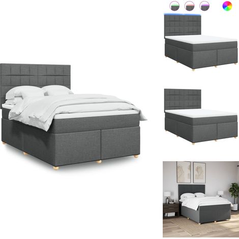 Sommier à lattes de lit avec matelas Gris foncé 160x200cm Tissu - Sommier À Lattes De Lit - Sommiers À Lattes De Lit - Lit - Meuble De Chambre À Coucher (1/5)
