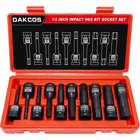 Jeu de douilles à choc hexagonal 6 pans 1/2", embout allen 5mm-19mm (1/5)
