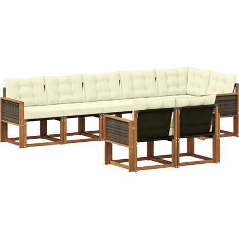 Outdoor Sofa Set with Cushion 8 pcs Natural and Cream vidaXL (1/5)