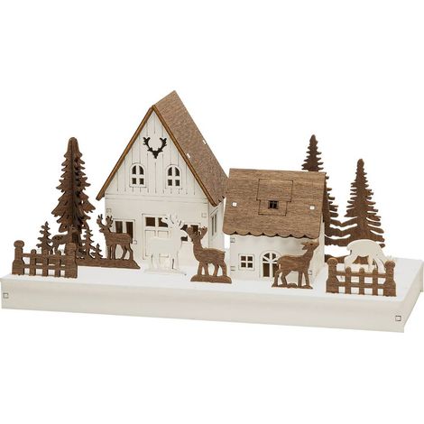 Konstsmide 3282-210 Arche en bougie forêt, maison blanc chaud LED blanc, marron (1/3)