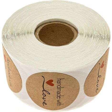 Packung mit 500 selbstklebenden Geschenkanhängern aus Kraftpapier (2,5 cm), 500 Stück (1/5)