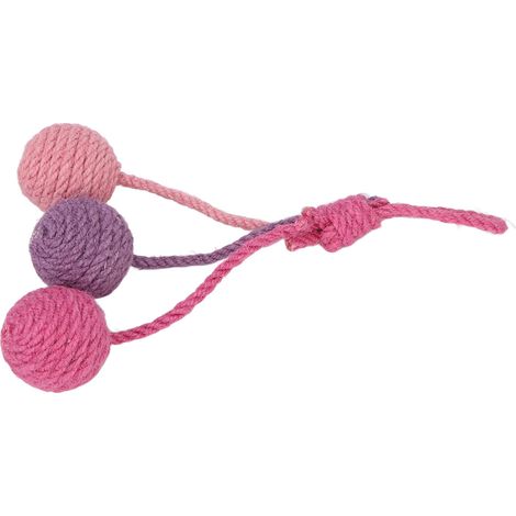 Hängender Sisalball für Katzen, kaubar, bunt, interaktiv, Spielzeug für Katzen in Rosa, Lila, für drinnen (1/5)