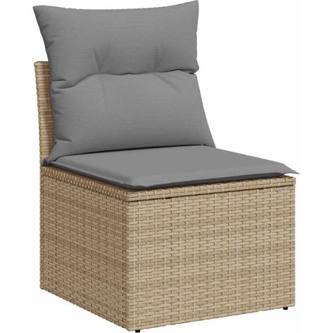 Maison Exclusive - Divano Giardino Senza Braccioli con Cuscini Beige in Polyrattan