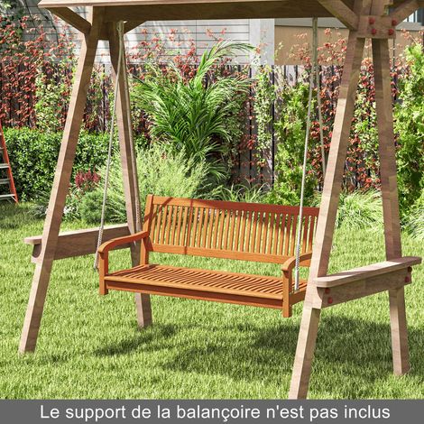 Balancelle 2 Places 126 x 62 x 60 CM pour Terrasse Balcon Extérieur en Eucalyptus (1/3)