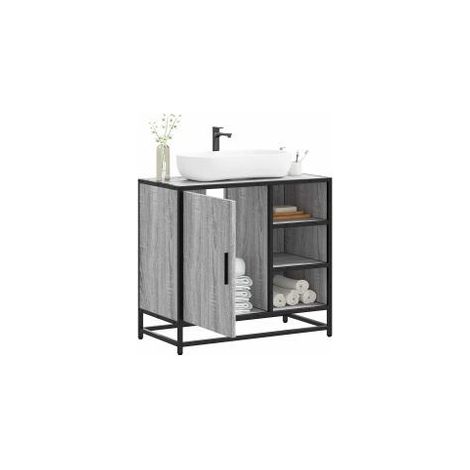 Armoire de lavabo de salle de bain sonoma gris 65x33x60 (1/5)