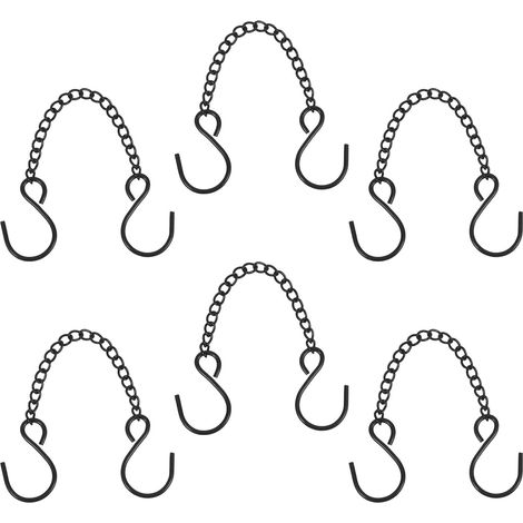 Lot de 6 Chaînes Suspendre Noires en Fer, 10 Cm avec Crochets S, Chaînes pour Suspendre Panneaux, Pots à Fleurs et Décorations Murales D’extérieur, Support Polyvalent pour Jardin (1/5)