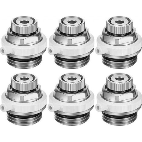 (6 pièces) Vanne de purge automatique de radiateur 1/2 pouce Vanne de purge d'air de radiateur Vanne d'arrêt automatique en laiton Vanne de purge auto (1/5)