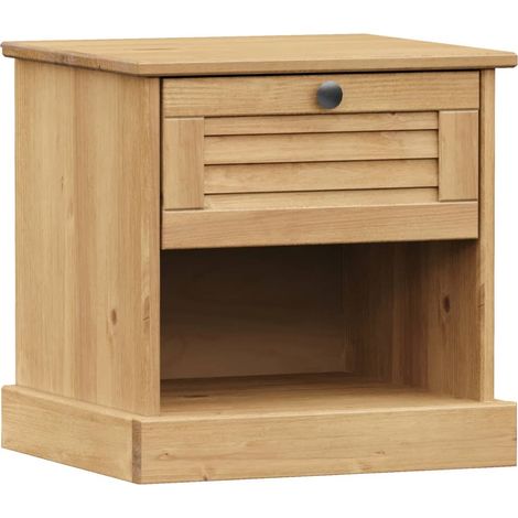 Mesita de noche con cajón y compartimento abierto 42 x 35 x 42 cm madera de pino MDF y metal DEC034718