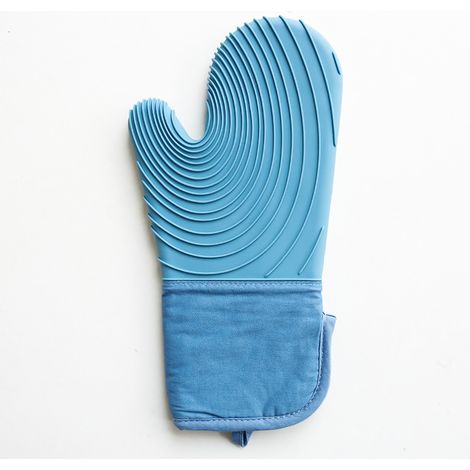 Guanto da forno in silicone antiscivolo, resistente al calore, adatto al microonde, impermeabile, azzurro.