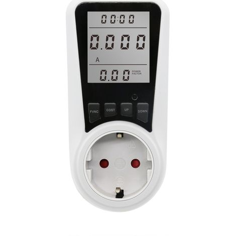 Prise wattmètre AC 230V – Mesure puissance jusqu'à 16A – Écran LCD rétro-éclairé – Précision 1.0 – Compatible appareils électroniques