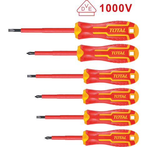 TOTAL  Jeu 6 tournevis isolées  THTIS566  Chromo-vanadium (Cr-V) (1/5)