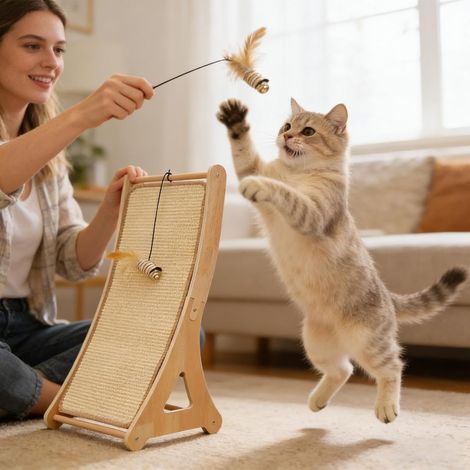 Katzenkratzbaum, interaktives Kratzspielzeug zur Entspannung - Kratzbaum für den Innenbereich mit Mausspielzeug, geeignet für Wohnungen, Wohnzimmerecken, Fußböden und Kätzchen.