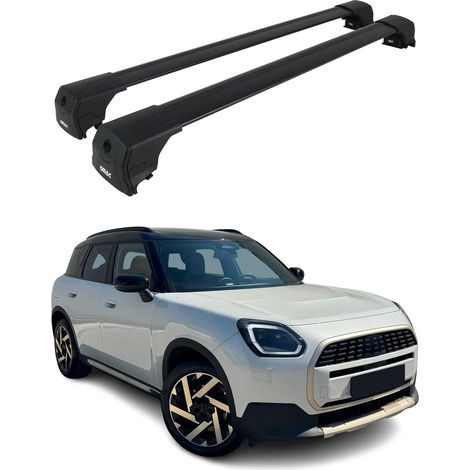 OMAC Aluminium Dachträger Querträger für Mini Countryman U25 2024-2026 – City Crash – ISO/PAS 11154:2006 – Abschließbar – Max. 75 kg – 2 Stangen Schwarz (1/5)