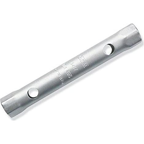 1 - Clé à tube - Clé double - Acier chrome vanadium - Serrage écrous hexagonaux - Usage automobile et industriel - Chromé mat - 12 x 13 mm