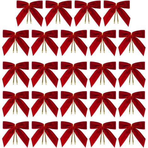 Nœuds de Noël en Velours pour Emballage de Couronne de Sapin de Noël, Artisanat, nœuds de Cravate de Mariage pour, de Bonbons, décoration d'intérieur 1" L 3,5 x 3,5 Pouces Jour (1/5)