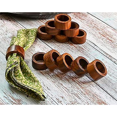 lot De 12 Ronds De Serviette En Bois Faits La Main Pour Dcoration De Table De Dner, Fte, 4,5 Cm (1/5)