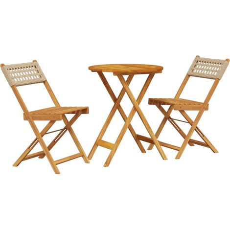 Maison Exclusive - Set da Bistrot 3 pz Beige in Polyrattan e Legno Massello